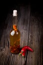 Natural diy infused olive oil with chili Royalty Free Stock Photo