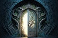 Natural door with vines leading to a world of fantasies. Generative AI