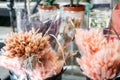 Natural Dried Lagurus Ovatus Flowers, Bouquet with color Rabbit Tail Dried Pampas Flowers in flower florist shop