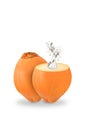 A splashing King Coconuts on a white background