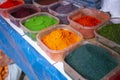 Natural dyes in the central market of the city of Cusco in Peru. Royalty Free Stock Photo