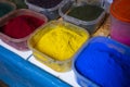 Natural dyes in the central market of the city of Cusco in Peru. Royalty Free Stock Photo