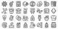 Natural dyes icons set outline vector. Tie ideas