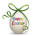 Natural Easter Egg Green Ribbon Happy Easter