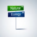 Natural ecology direction road sign.