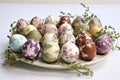 Natural egg dyeing with leaves, flowers, and herbs easter tradition with organic colors