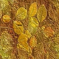 Natural embossed relief background of gold leaves