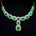 Natural Emerald gold diamond necklace