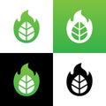 Natural energy logo icon, green eco energy symbol, leaf and fire flame vector illustration Royalty Free Stock Photo