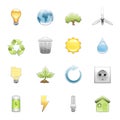 Natural energy and recycling icon set