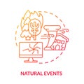 Natural events red gradient concept icon