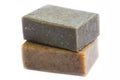 Natural exfoliating soap bars isolated