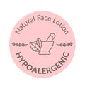 Natural face lotion, hypoallergenic ingredients