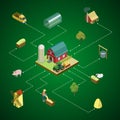 Natural farming isometric 3D infographics