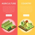 Natural farming isometric vertical flyers Royalty Free Stock Photo