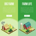 Natural farming isometric vertical flyers Royalty Free Stock Photo