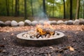 natural fire pit with unscattered ashes