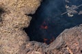 Natural fire under the earth of Timanfaya volcano, LAnzarote,  Spain Royalty Free Stock Photo