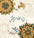 Natural floral background with Spring lettering