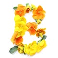 natural flower arrangements with yellow orange real fresh flowers letter B