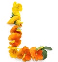 natural flower arrangements with yellow orange real fresh flowers letter L