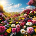 a natural flower garden sunny sky Royalty Free Stock Photo