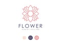 Natural Flower Minimalist Creative Line Art Logo design Royalty Free Stock Photo
