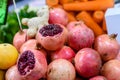 Pile pomegranate in the market. Royalty Free Stock Photo