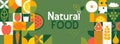 Natural food banner in flat style. Royalty Free Stock Photo