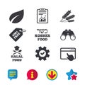 Natural food icons. Halal and Kosher signs.