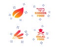 Natural food icons. Halal and Kosher signs. Vector