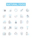 Natural food vector line icons set. Organic, Whole, Unprocessed, Fresh, Plant-based, Local, Vegan illustration outline