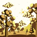 Natural forest landscape afternoon illustration vector, design for theme nature Royalty Free Stock Photo