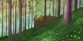 Natural Forest Park. Fiction Backdrop. Concept Art. Realistic Illustration