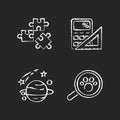 Natural and formal sciences chalk white icons set on black background Royalty Free Stock Photo