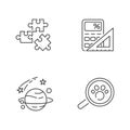 Natural and formal sciences pixel perfect linear icons set