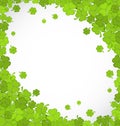 Natural frame with clovers for St. Patricks Day, copy space for