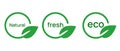 Natural fresh eco circle leaf green label emblem sticker stamp Royalty Free Stock Photo