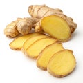 Natural and Fresh Ginger Gradients Isolated on White Background Royalty Free Stock Photo