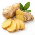 Natural and fresh ginger gradients isolated on white background Royalty Free Stock Photo