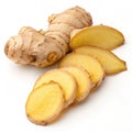 Natural and fresh ginger gradients isolated on white background Royalty Free Stock Photo