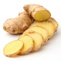Natural and Fresh Ginger Gradients isolated on white background Royalty Free Stock Photo