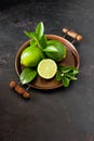 Natural fresh lime with green leaf