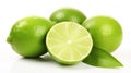 Natural fresh lime sliced, isolated on white background Royalty Free Stock Photo