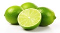 Natural fresh lime sliced, isolated on white background Royalty Free Stock Photo