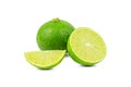 Natural fresh lime with water drops and slice Royalty Free Stock Photo