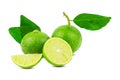 Natural fresh lime and slice of green lime citrus fruit stand isolated on white background Royalty Free Stock Photo