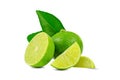 Natural fresh lime with water drops and slice Royalty Free Stock Photo