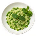 Natural and Fresh Mint pea risotto isolated on white background Royalty Free Stock Photo