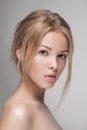 Natural fresh pure beauty portrait closeup of a young attractive model. Royalty Free Stock Photo